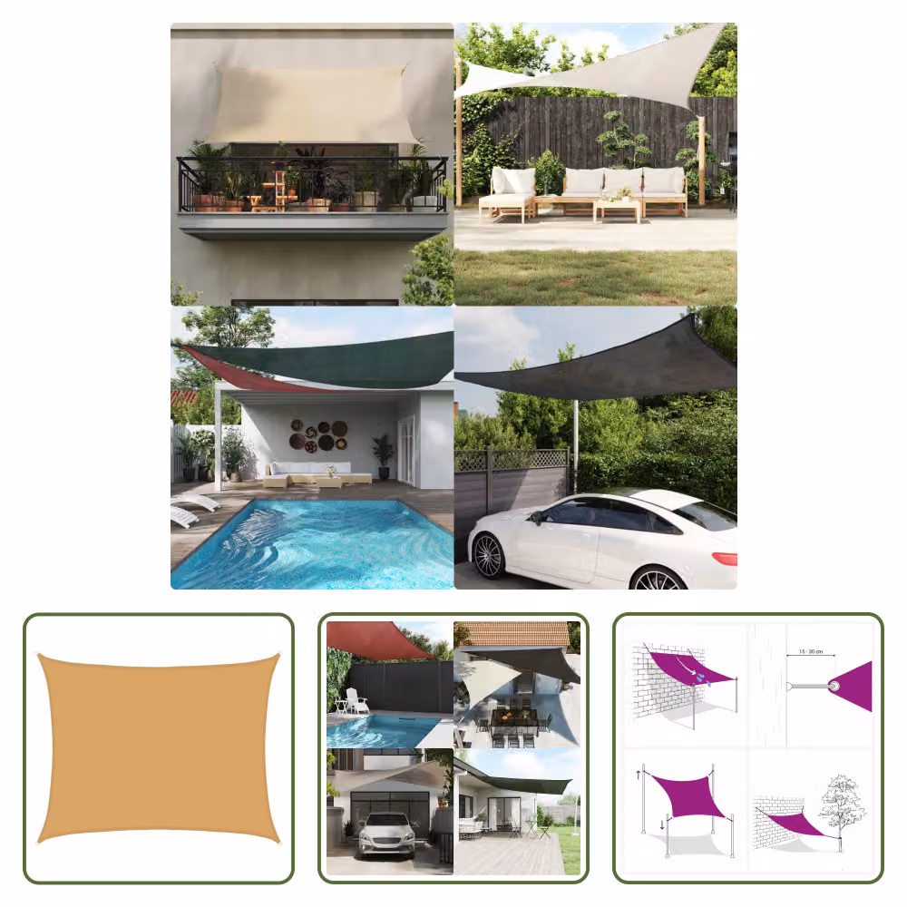 The Living Store Tenda da sole 160 g/m² Rettangolare Colore sabbia 6x7 m HDPE