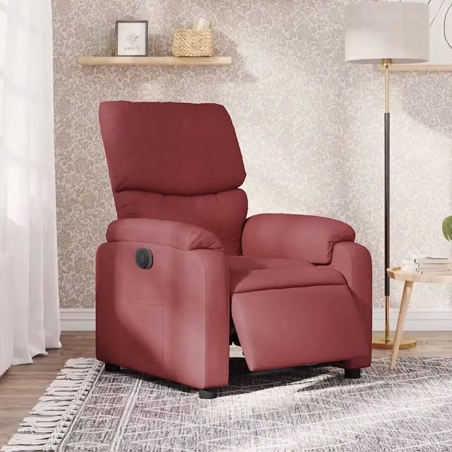 Poltrona Elettrica Reclinabile-Divano Sedia Rosso Vino in Tessuto 340845