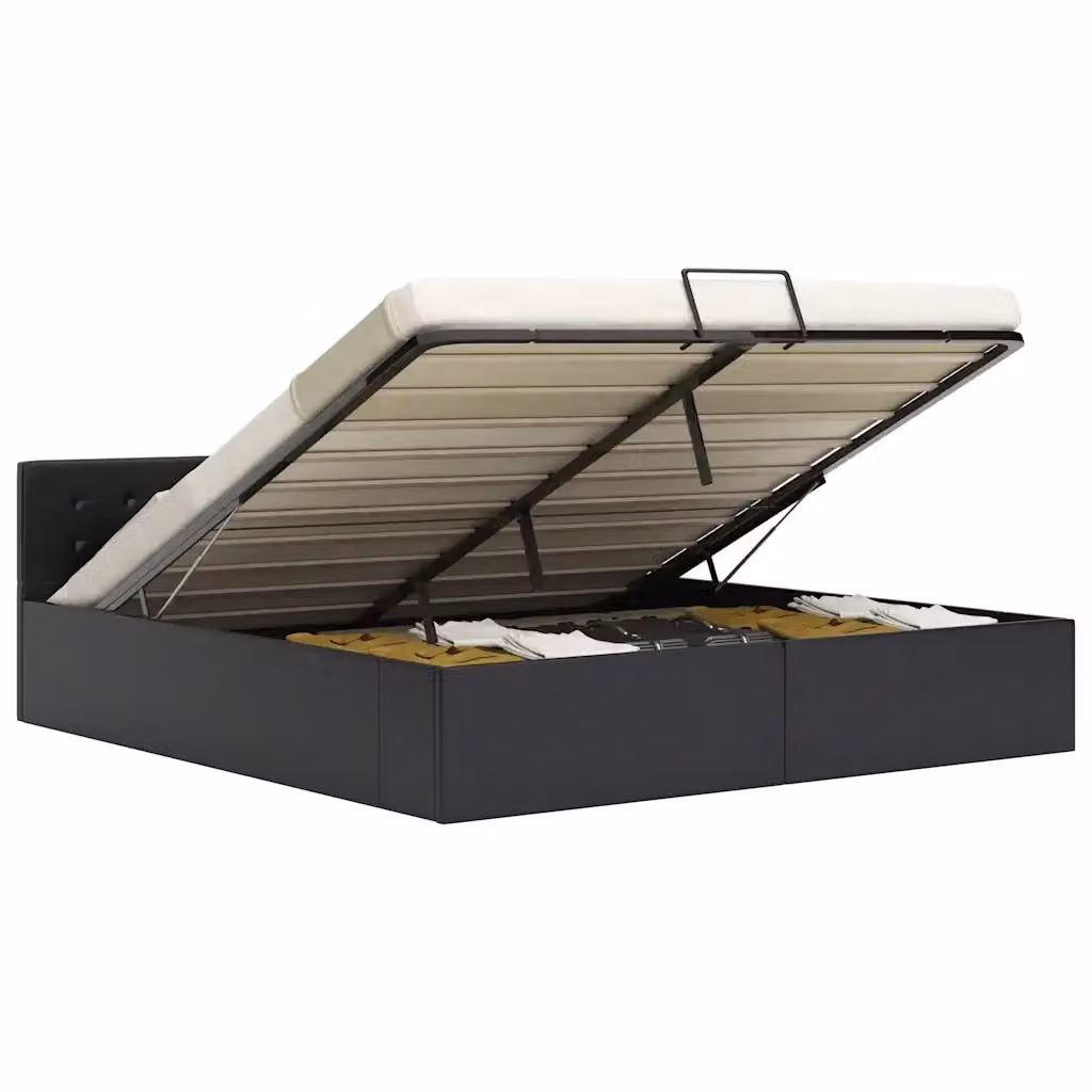 Giroletto con contenitore idraulico vidaXL in similpelle nero 180x200 cm – 2