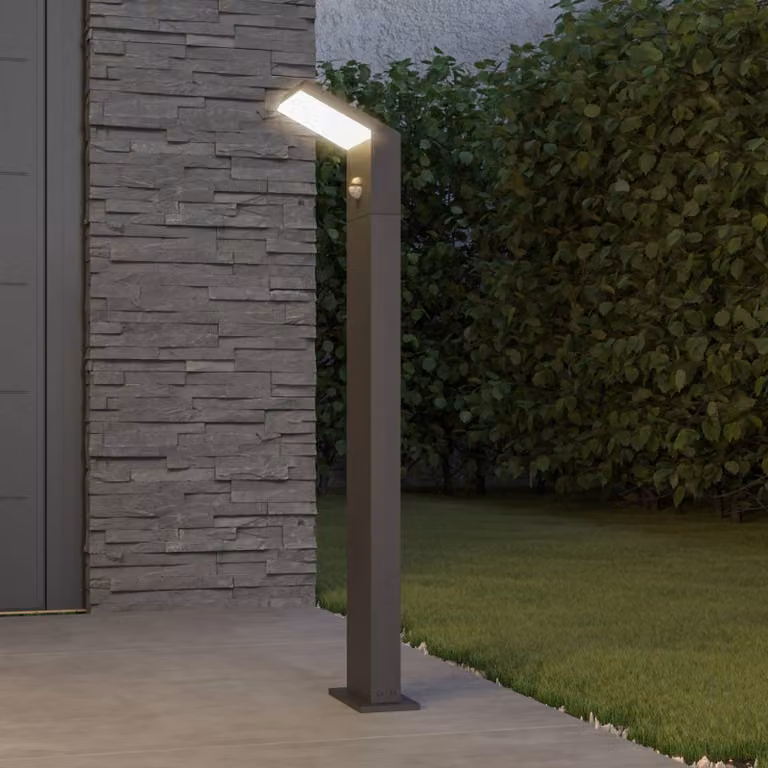 Arcchio lampione a LED Yolena, sensore, 100 cm, antracite Yolena, Nero, Alluminio, Moderno
