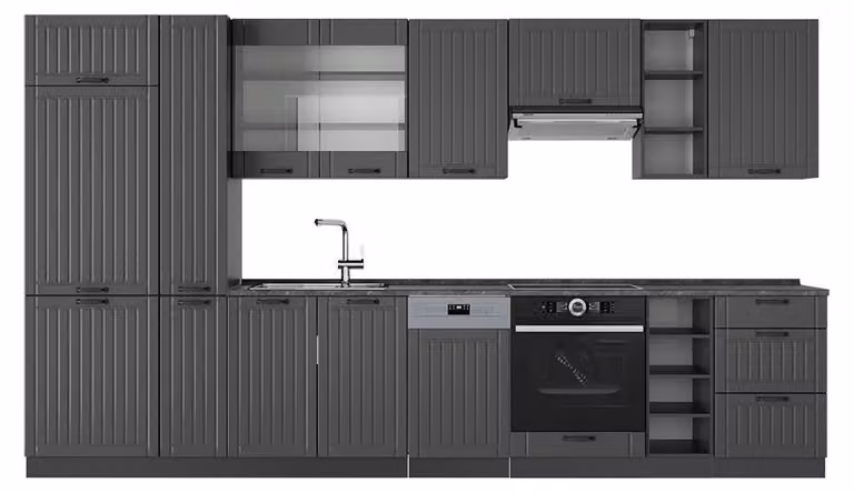 Cucina componibile Vicco Fame-Line Grigio scuro 355 cm , PL Antracite, Model 57286
