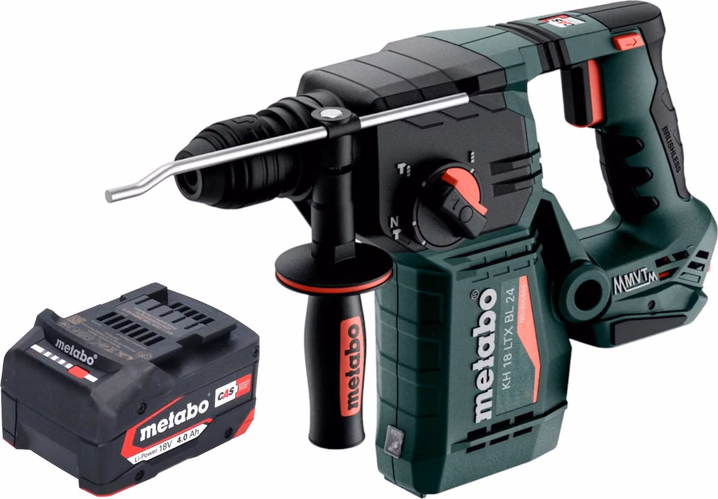 Metabo KH 18 LTX BL 24 trapano a percussione a batteria 18 V 2,2 J SDS Plus Brushless + 1x batteria 4,0 Ah - senza caricabatteria