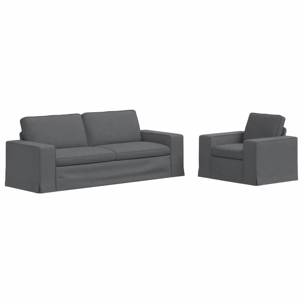 Set di 2 divani ad angolo vidaXL in tessuto grigio con struttura in metallo e coperture rimovibili per soggiorno o camera da letto – 2