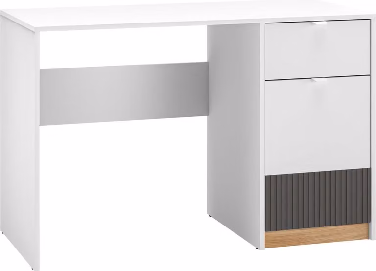 FURNLUX Scrivania Torino Grafite E Bianco E Rovere 120cm / Colore principale: Bianco / Dimensioni: 120 x 79 x 55 cm
