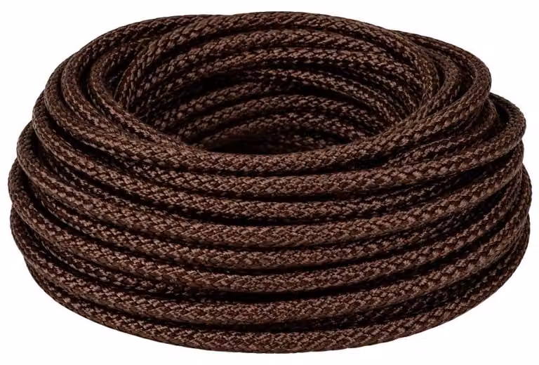 Cavo Elettrico Intrecciato Rivestito in Tessuto Marrone - Lunghezza Metri 25, Sezione Conduttore 3x1, 5mmq
