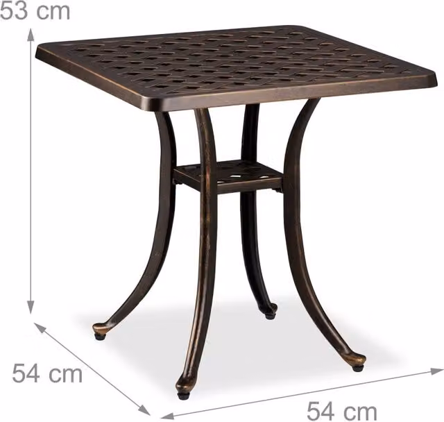 Tavolo da giardino rustico regolabile per terrazzo e balcone 150 x 80 x 74 cm in alluminio fuso marrone 13_0016721