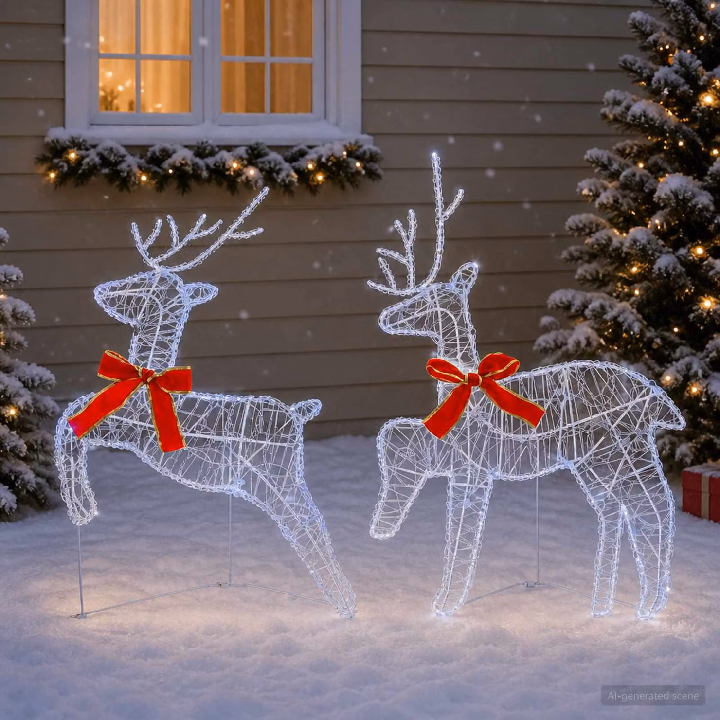 vidaXL Renna di Natale 2 pz 40 LED Bianco freddo 43 x 19 x 65 cm