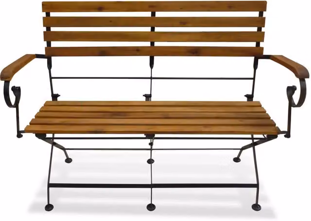 Panchina da giardino pieghevole vidaXL in legno di acacia marrone con braccioli L: 112 cm