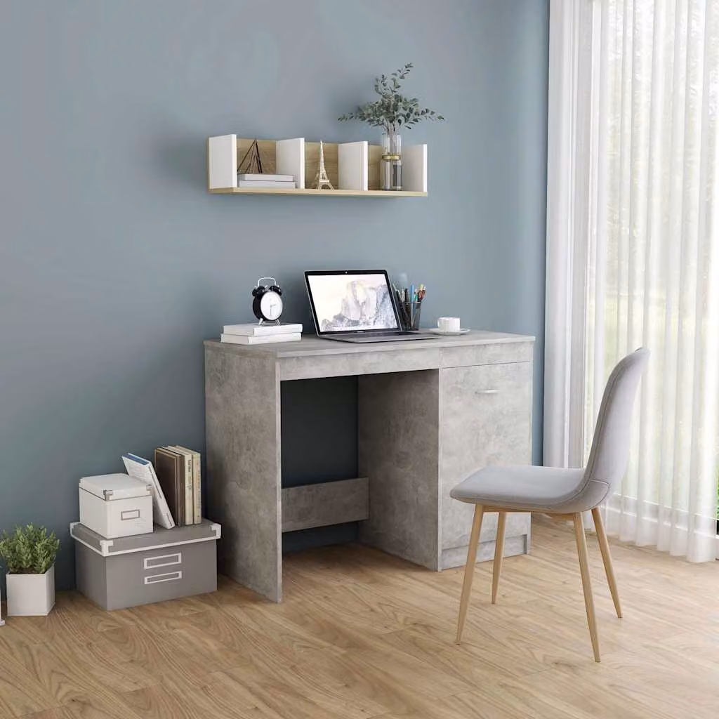 Scrivania moderna vidaXL in legno e MDF grigio, L 100 x P 50 x H 76 cm