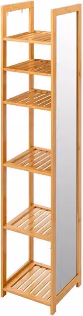 Scaffale a Colonna Five Simply Smart con 5 Ripiani e Specchio in Bambu Marrone L/P/H: 35 x 35 x 168 cm