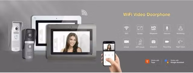 Kit Videocitofono Smart Tuya a 2 Fili con Monitor da 7 pollici e Connessione WiFi, Colore Grigio