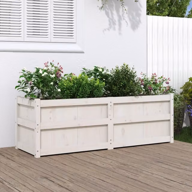 Fioriera da giardino Videx in legno bianca L: 150 cm, P: 50 cm, H: 50 cm – 1