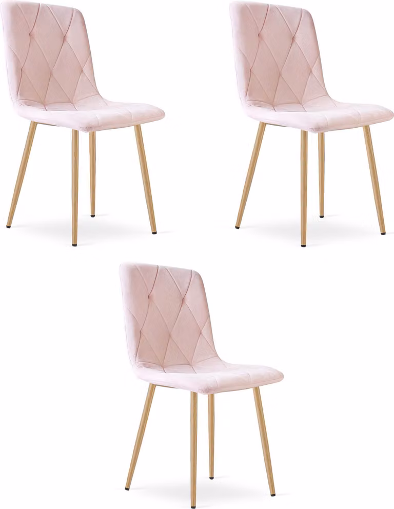 Sedia LIBRA - velluto rosa chiaro / gambe in legno x 3