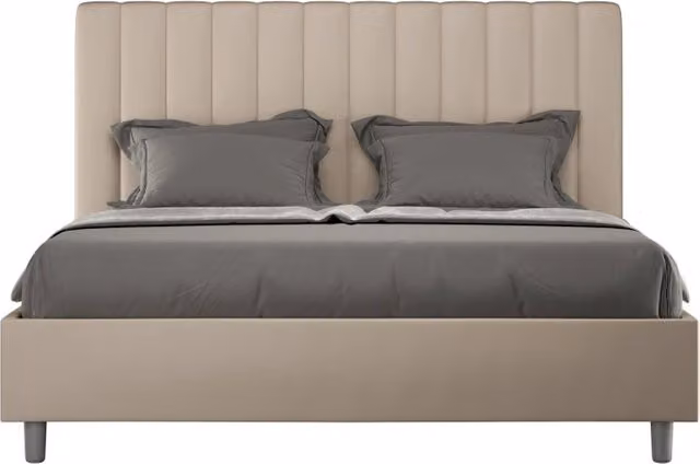 Letto imbottito Matrimoniale 160x210 cm Agueda - Similpelle,Tortora,Con rete