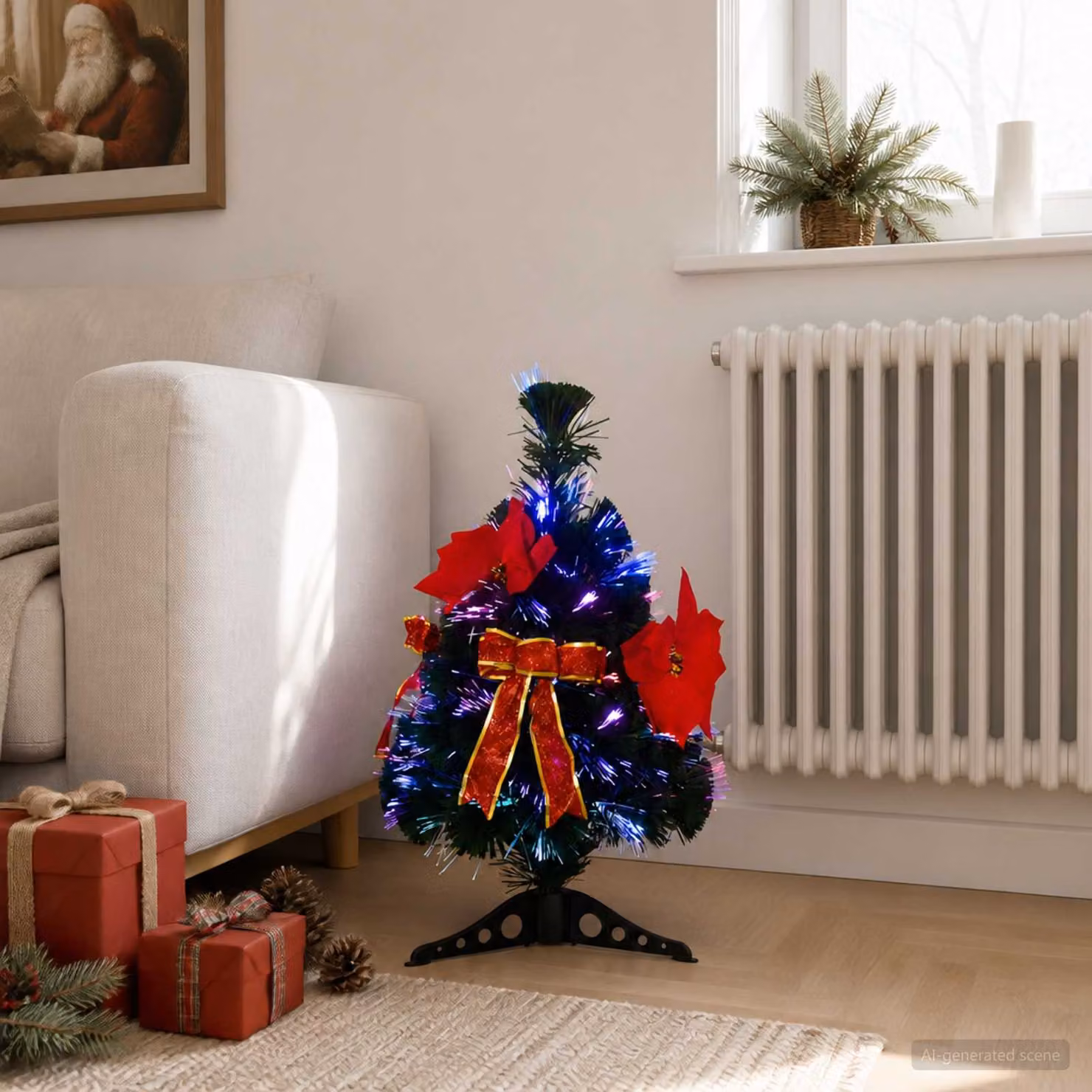 vidaXL Albero di Natale in fibra ottica 64 cm 12 LED Multicolore PVC