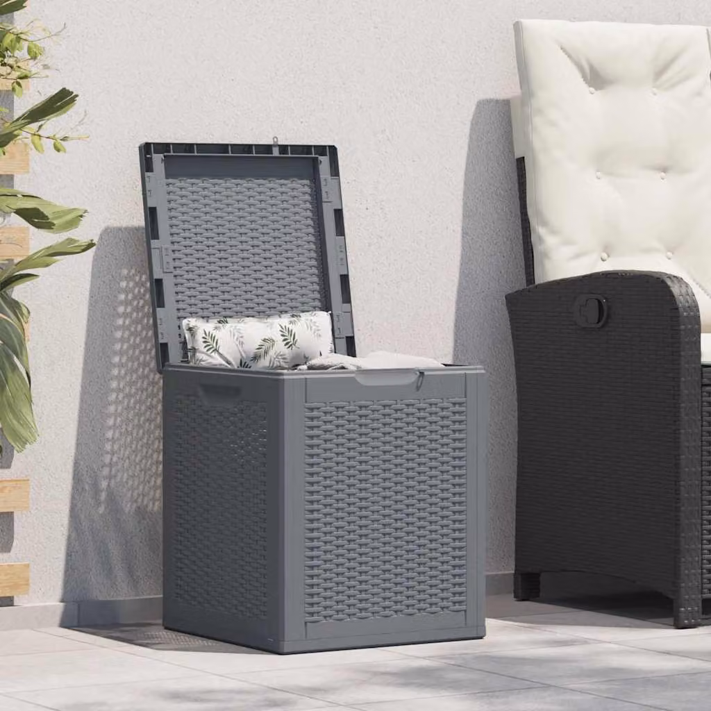 Contenitore da giardino vidaXL in rattan grigio con capacità di 90 L