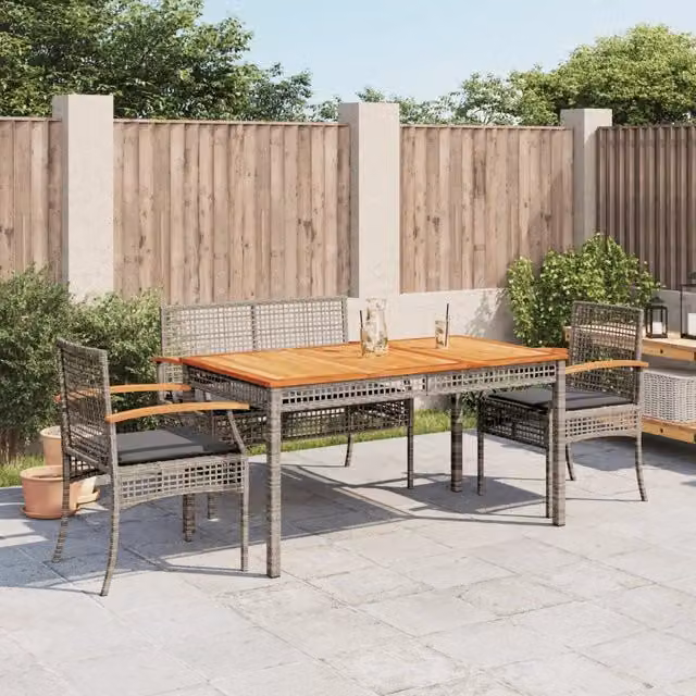 Set da Pranzo da Giardino 4 pz con Cuscini in Polyrattan Grigio 3213576
