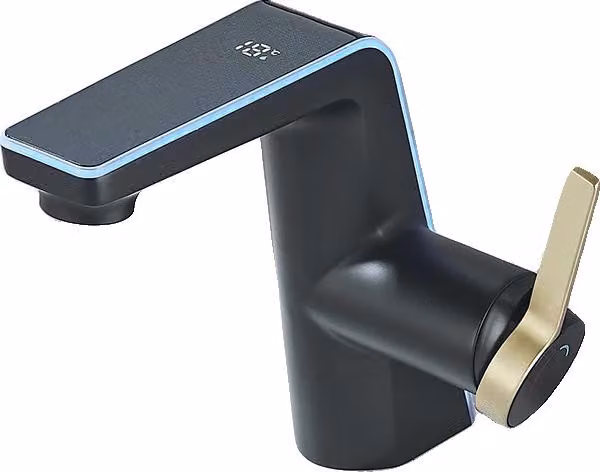 Rubinetto per lavabo, funzione luce LED, spruzzatore a doppia modalità, nero