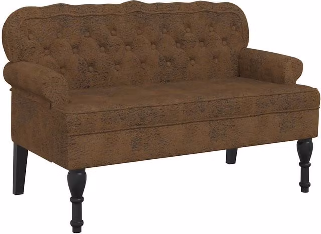 Panca con Schienale Marrone 119,5x64,5x75 cm in Scamosciato CFW1749530
