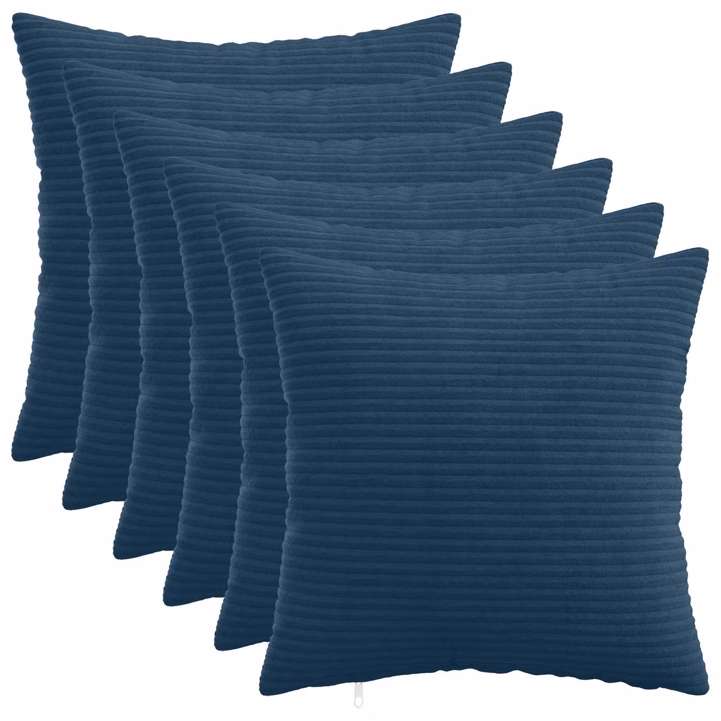 Set di 6 federe vidaXL HEERLEN in velluto a coste, colore blu navy, 40 x 40 cm