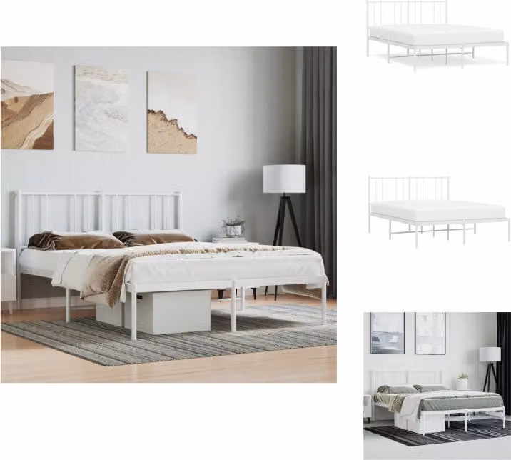 vidaXL Giroletto con testata in metallo bianco 140x200 cm - Letti & reti