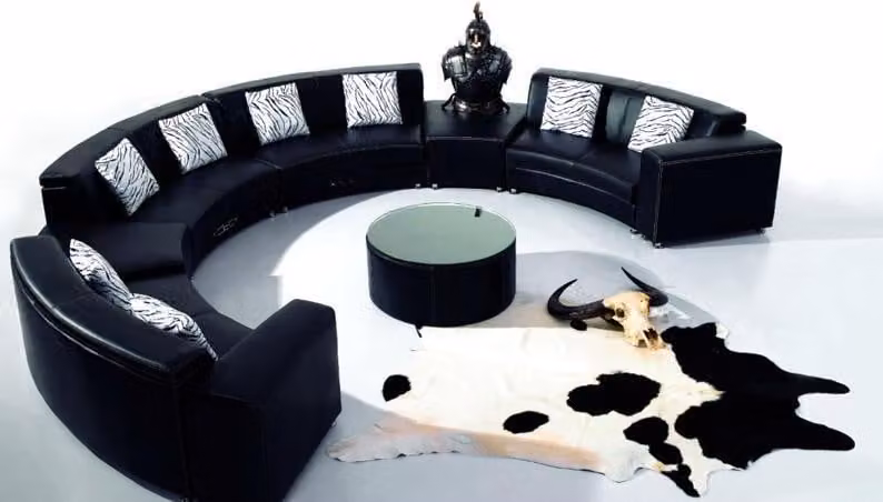 Rundsofa mit USB Couch Große XXL Wohnlandschaft Ecksofa Rund Sofa Eck Polster