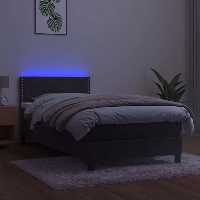 Maison Exclusive - Letto a Molle con Materasso e LED Grigio Scuro 100x200 cm