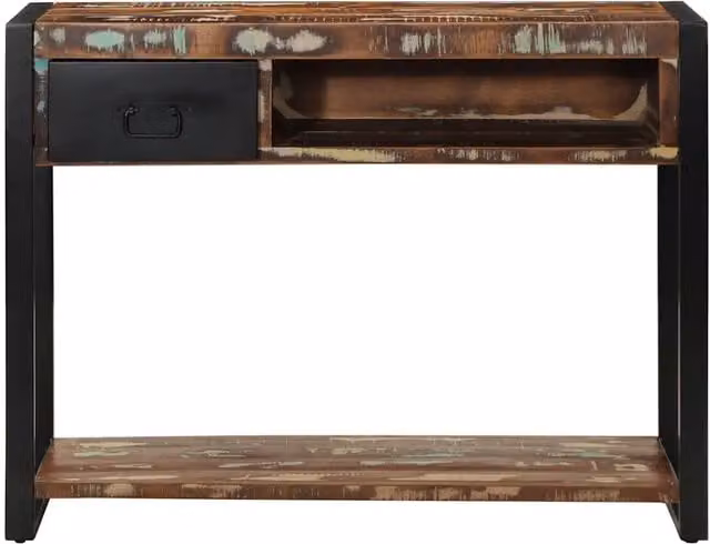 Tavolo Consolle Multicolore in Legno Massello Rustico vidaXL L: 100 cm, P: 35 cm, H: 75 cm