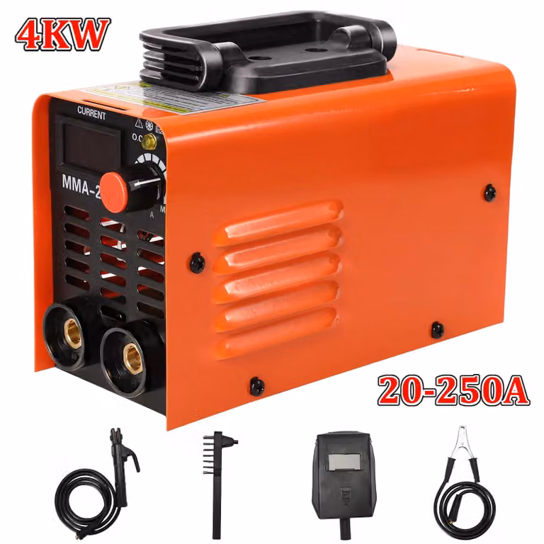 Saldatrice MMA-250 - 4000 W - 20–250 A - Corrente regolabile - MMA/ARC - Portaelettrodi con maschera - Spina EU