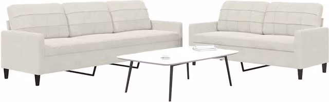 Set di 2 divani moderni vidaXL in velluto beige con cuscini e struttura in metallo