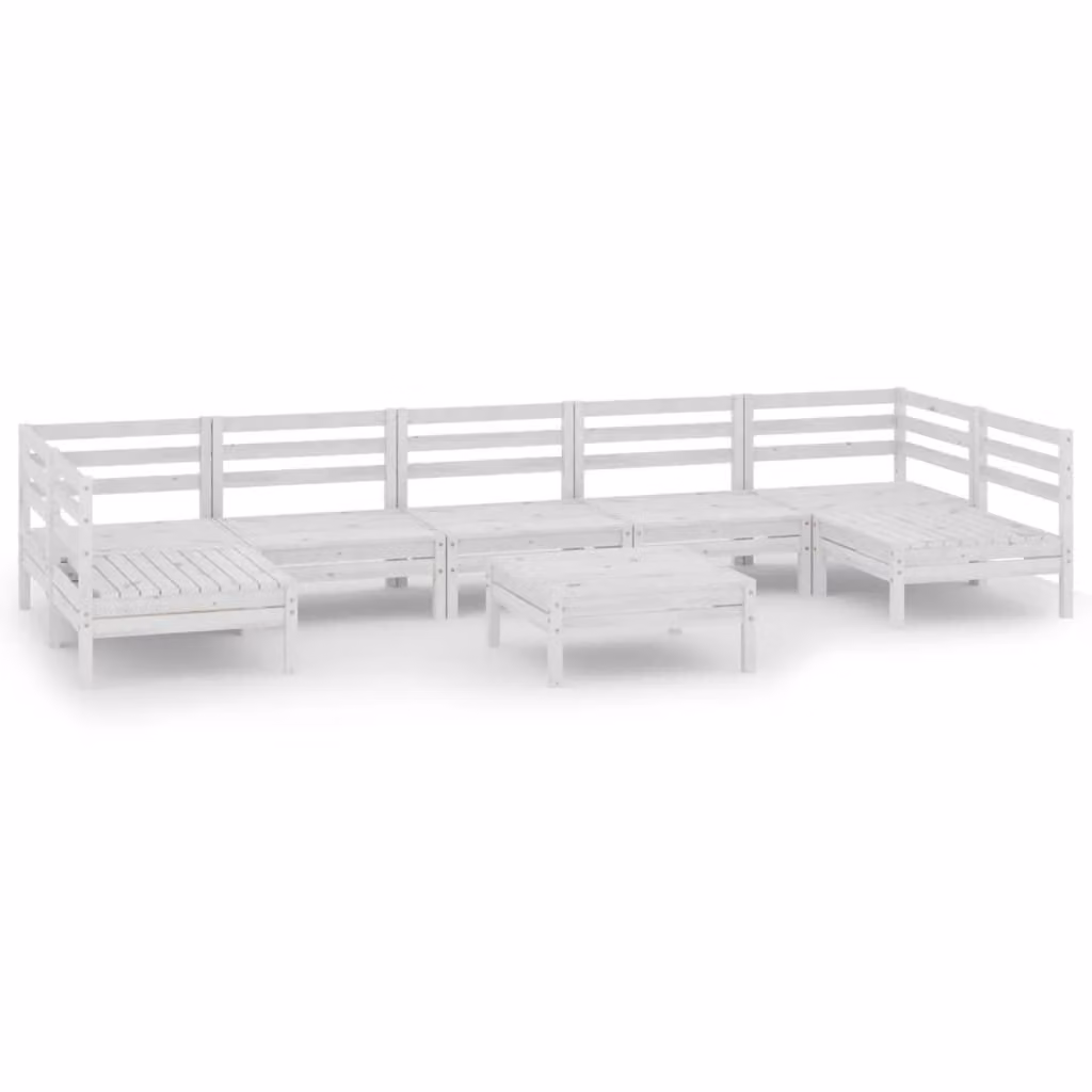 Set Salotto da Giardino 8 pz in Legno Massello di Pino Bianco