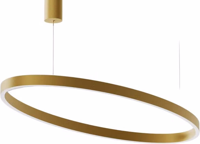 Lampada a Sospensione CRISEIDE S/1G OVAL - 100W LED 3000K Dimmerabile in Oro Spazzolato, Struttura in Alluminio e Diffusore in Silicone - Gealuce