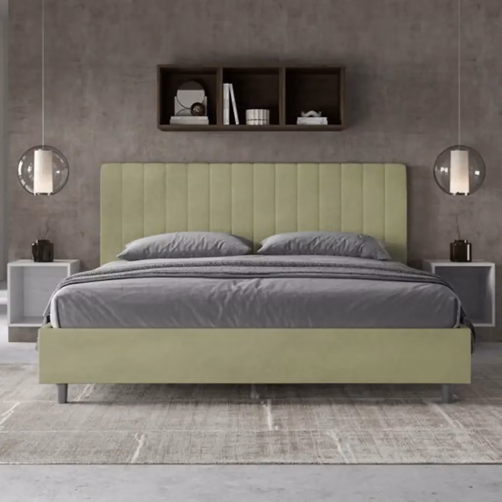 Letto matrimoniale king size Agueda Ityhome con rete imbottita in microfibra colore tè verde L 180 x P 200 cm – 2