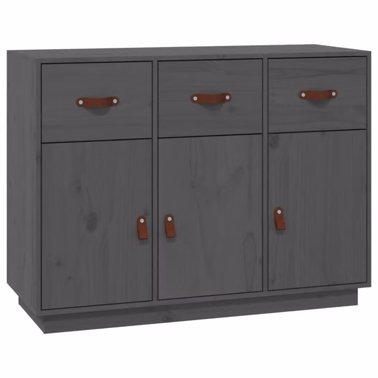 Credenza Grigia 100x40x75 cm in Legno Massello di Pino