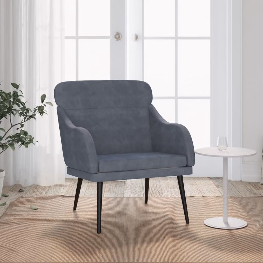 The Living Store poltrona grigio scuro 63x76x80 cm in velluto