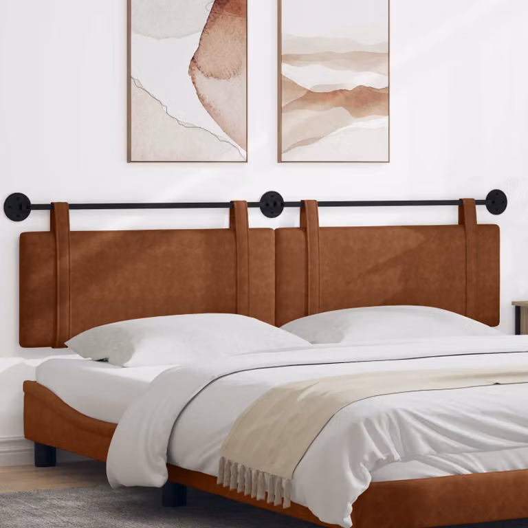 Testiera sospesa vidaXL in similpelle marrone con pannello imbottito e design moderno