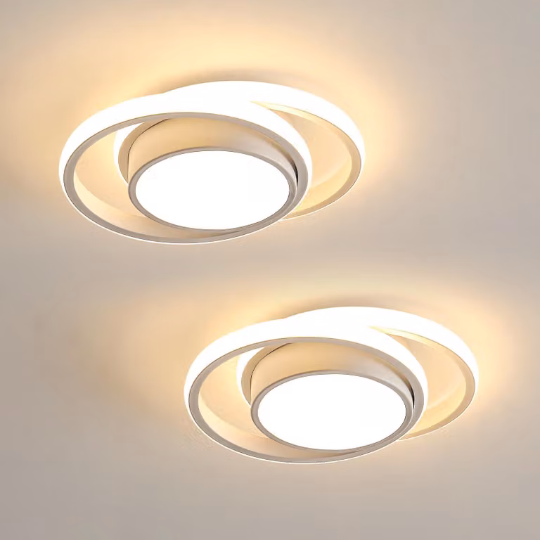 Comely, 2 lampade a soffitto LED per camera da letto, cucina, corridoio, 32W, 2350LM, lampada a soffitto moderna, forma rotonda, luce calda 3000K, diametro 28cm, colore bianco