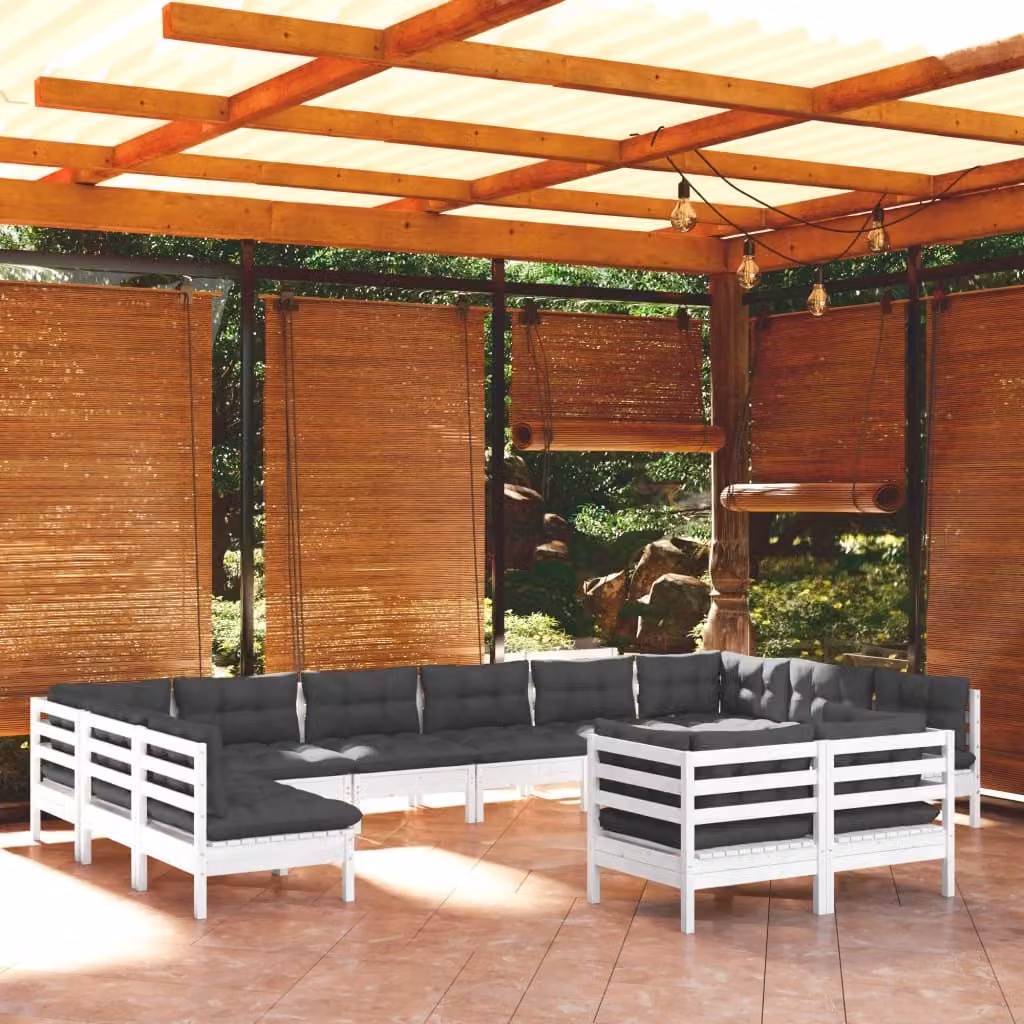 Maison Exclusive - Set Divani da Giardino 12 pz con Cuscini BiancLegno di Pino