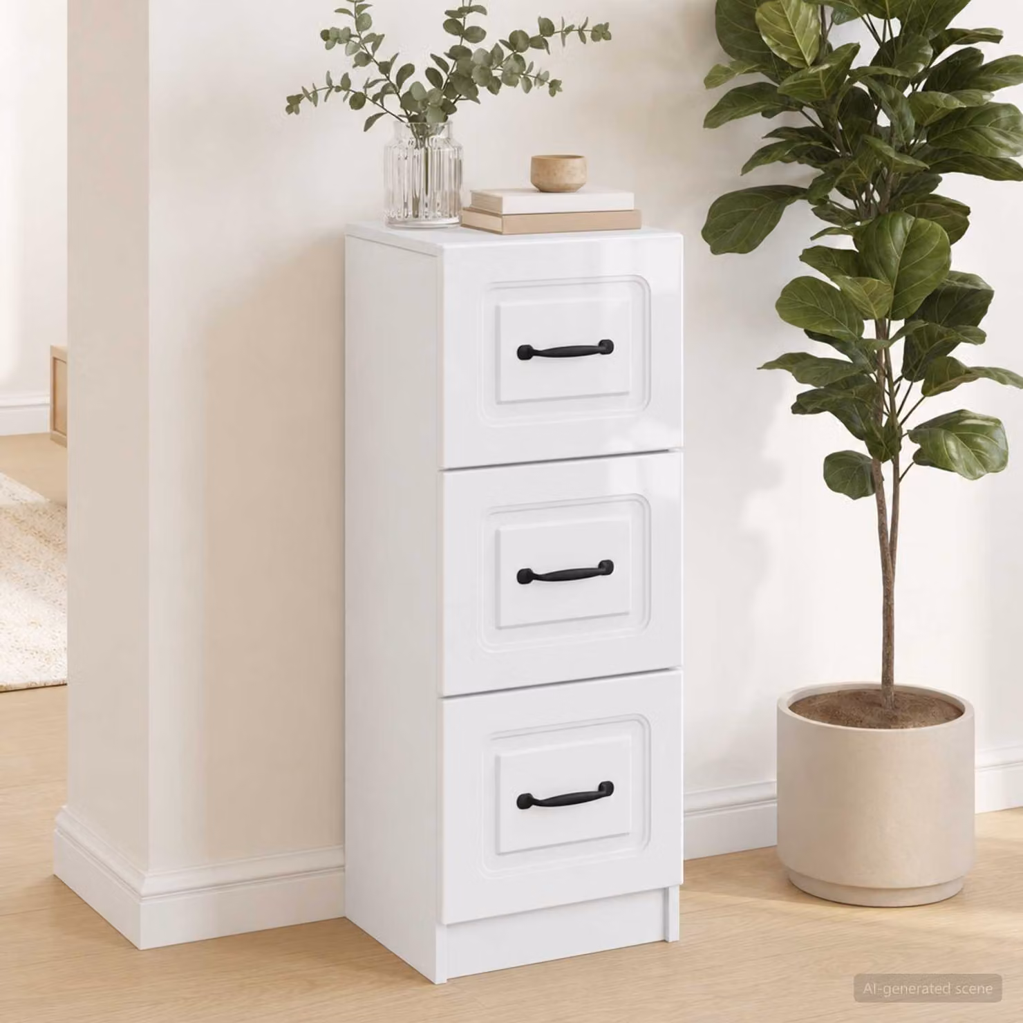 Mobile con cassetti vidaXL Bianco Lucido L: 33 cm, P: 34,5 cm, H: 87 cm