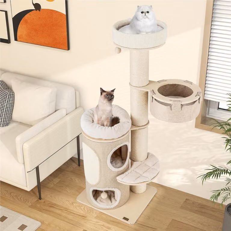 Torre per gatti - Albero per gatti - Tiragraffi - Mobile per gatti - Albero da arrampicata - Altezza: 154 cm