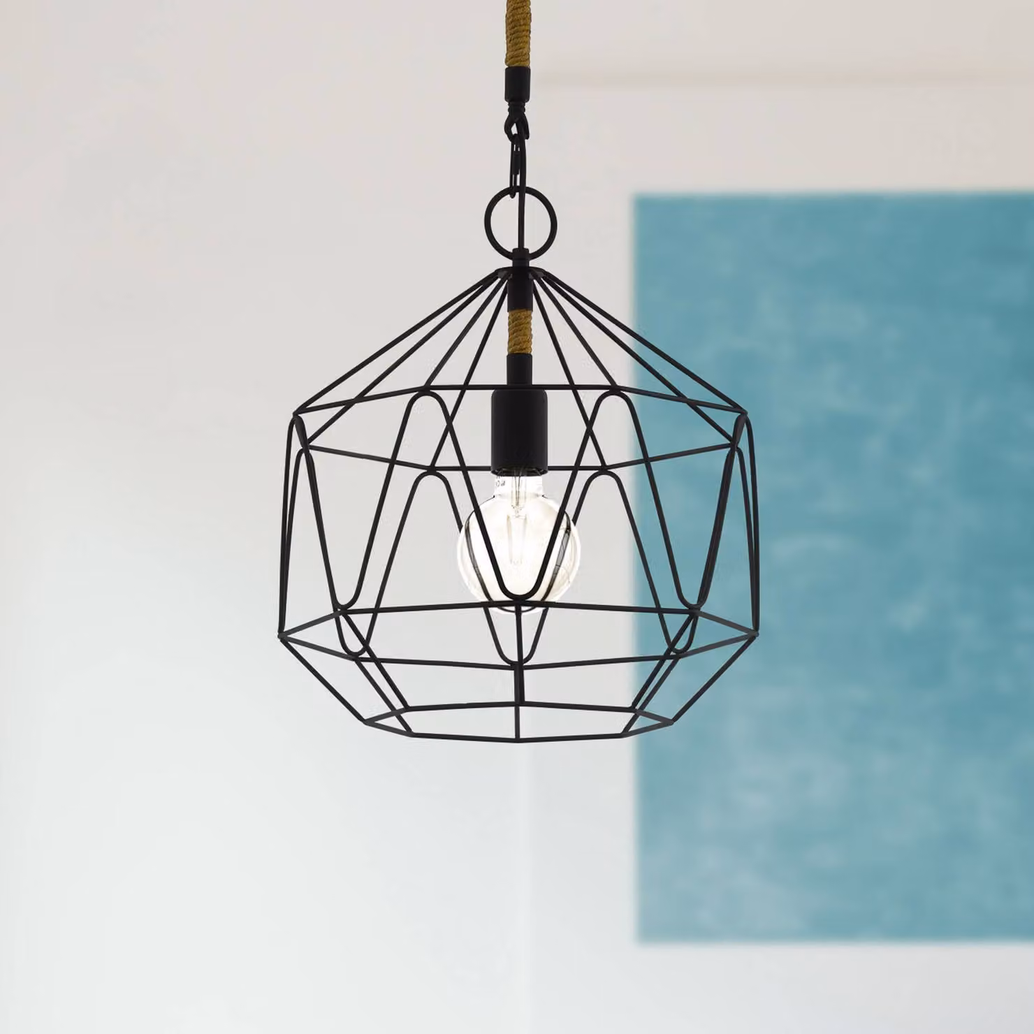 EGLO Lampada a sospensione Cottingham, dimmerabile, Nero, Soggiorno / Sala da pranzo, Metallo, Vintage, Lampada a sospensione