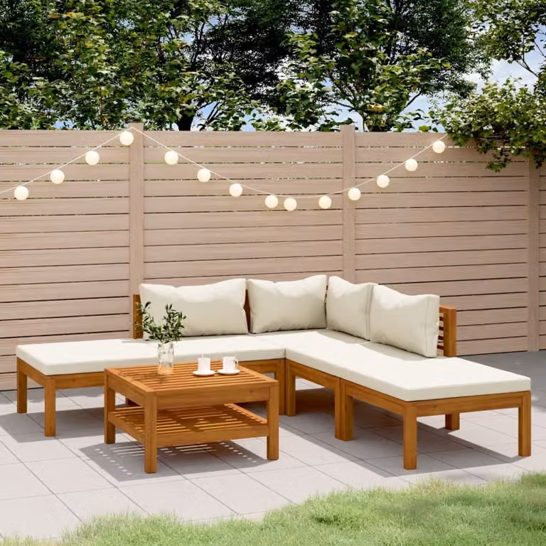 Maison Exclusive - Set da giardino da 6 pezzi con cuscini color crema, in legno massello di acacia