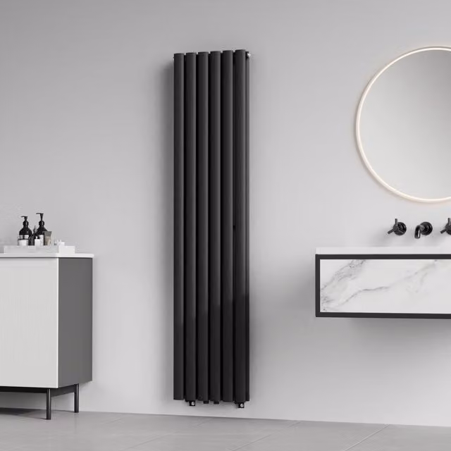 Termosifone a pannello doppio con elementi tubolari neu.haus, colore nero, H: 160 cm, P: 36 cm – 1