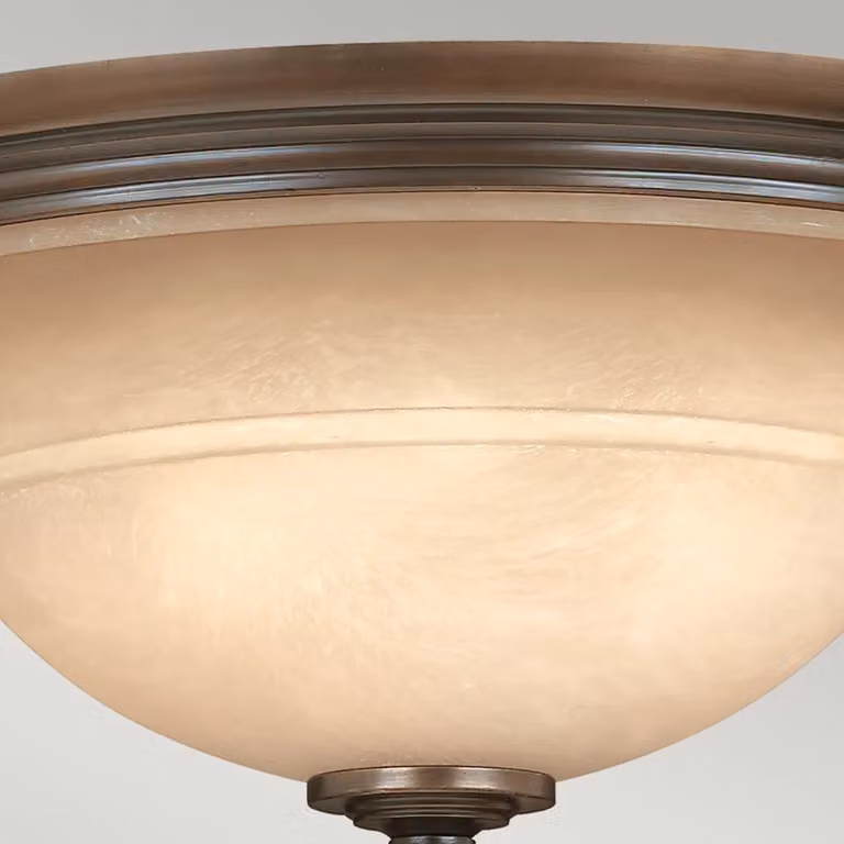 Plafoniera Contemporanea Plymouth Hinkley in Acciaio Bronzo Antico e Tessuto Beige con 3 Luci E27