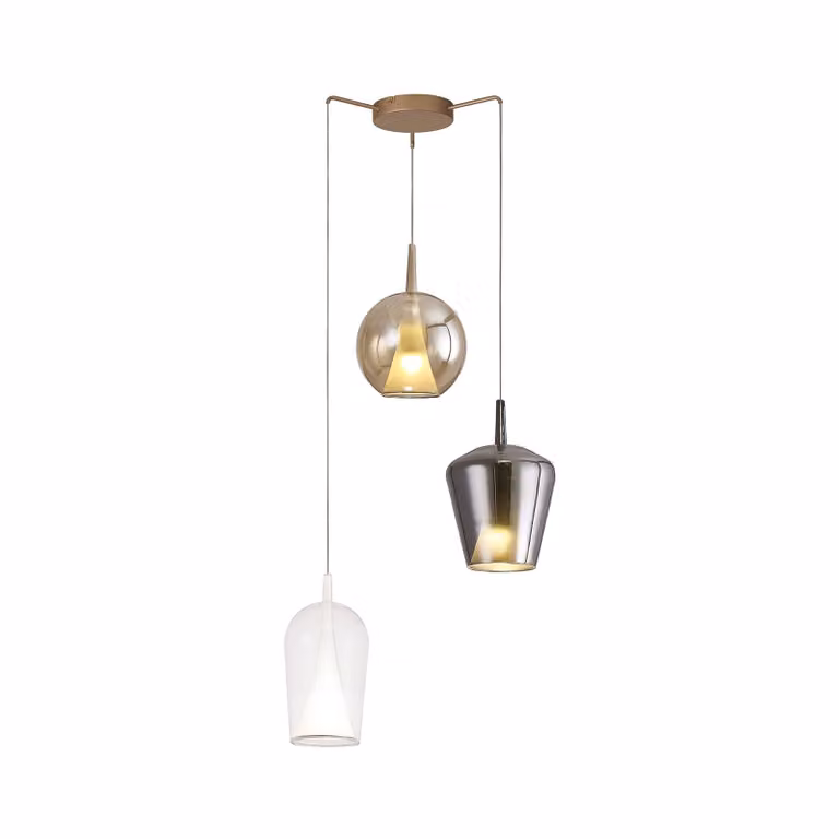 Mantra Iluminación Lampada a sospensione in vetro Elsa, dimmerabile, Bronzo / Ottone antico, Soggiorno / Sala da pranzo, Vetro, Lampada a sospensione