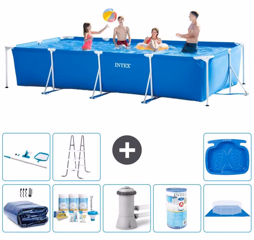 Piscina fuori terra rettangolare - 450x220x84 cm - 9 pezzi - Modello S40278