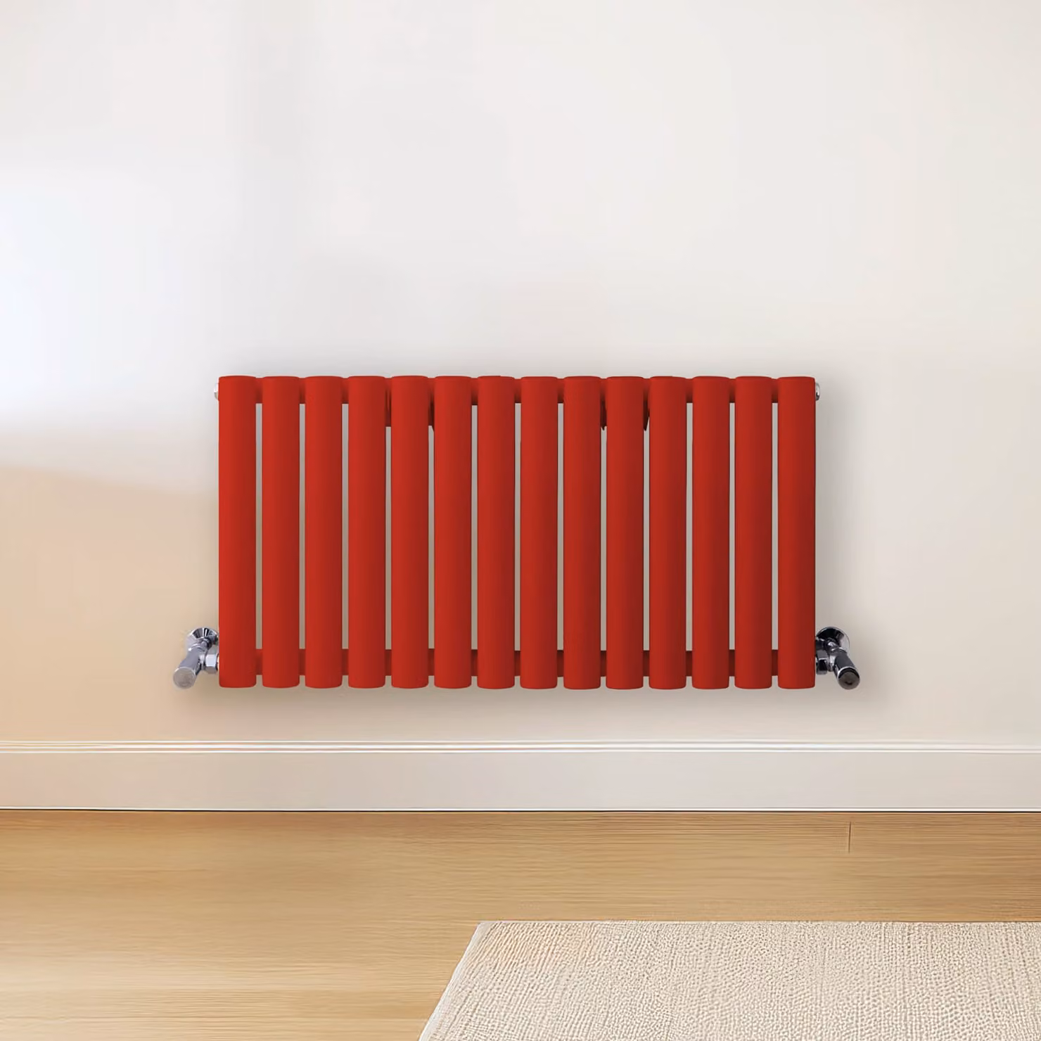 Radiatore di Design Orizzontale  Rosso (Siamese Rosso) -  400mm x 826mm  - Pannello Doppio  - Revive