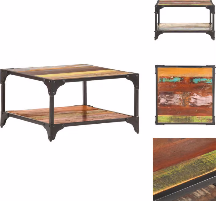 vidaXL Tavolino 60x60x35 cm in legno massiccio antico - Tavolini da caffè