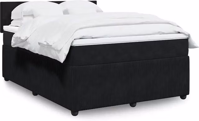 Letto Ibrido vidaXL con Giroletto a Molle e Materasso in Velluto Nero e Bianco L/P: 160 x 200 cm