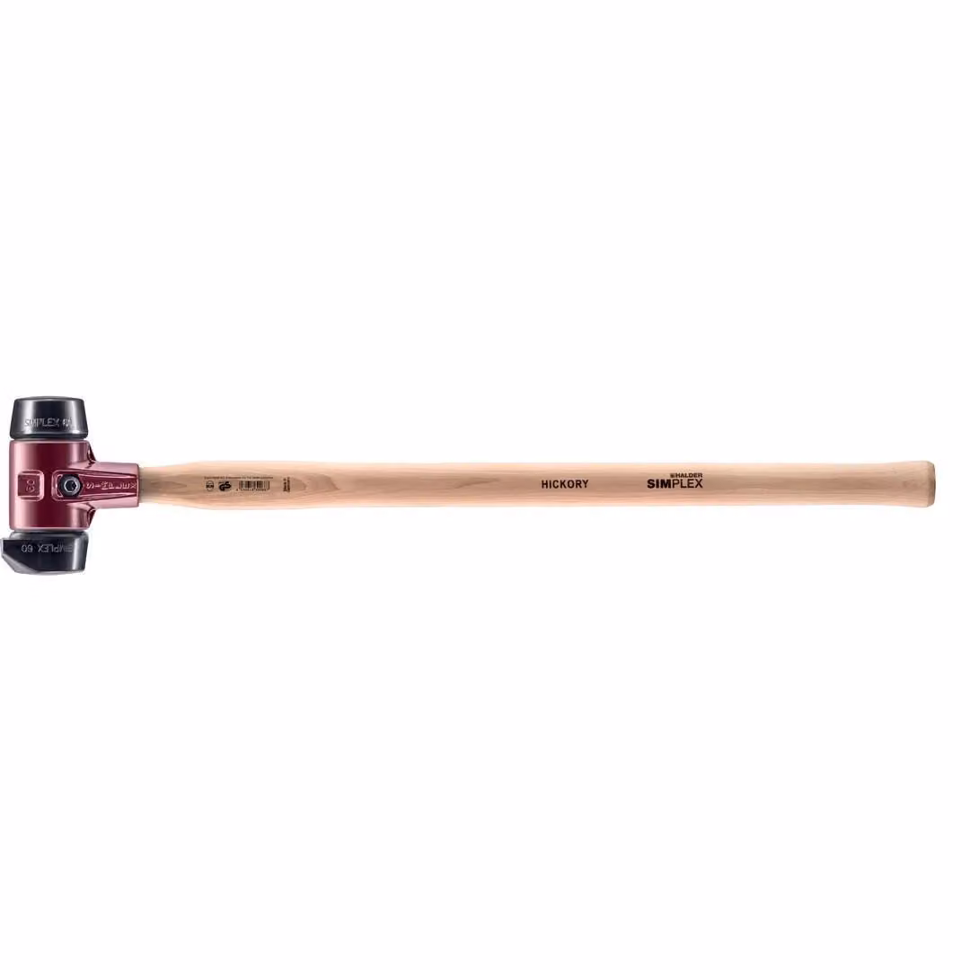 Mazza SIMPLEX soft-face con alloggiamento TE e manico in legno 700 mm, Ø 60, composizione in gomma con supporto / composizione in gomma